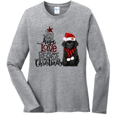 Joy Hope Love Peace Christmas Black Toy Poodle 2020 Funny Gift Ladies Long Sleeve Shirt