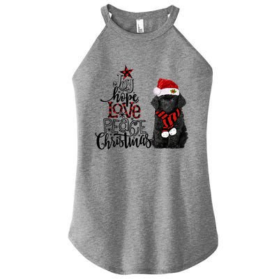 Joy Hope Love Peace Christmas Black Toy Poodle 2020 Funny Gift Women's Perfect Tri Rocker Tank