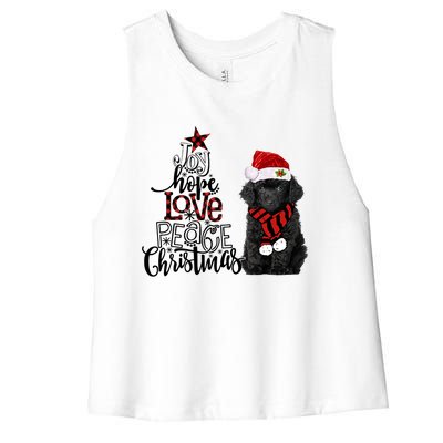 Joy Hope Love Peace Christmas Black Toy Poodle 2020 Funny Gift Women's Racerback Cropped Tank