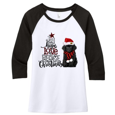 Joy Hope Love Peace Christmas Black Toy Poodle 2020 Funny Gift Women's Tri-Blend 3/4-Sleeve Raglan Shirt