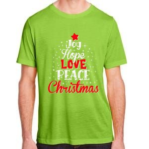 Joy Hope Love Peace Christmas Tree Lights Matching Pajama Gift Adult ChromaSoft Performance T-Shirt