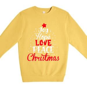 Joy Hope Love Peace Christmas Tree Lights Matching Pajama Gift Premium Crewneck Sweatshirt