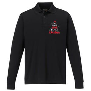 Joy Hope Love Peace Christmas Tree Lights Matching Pajama Gift Performance Long Sleeve Polo