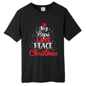 Joy Hope Love Peace Christmas Tree Lights Matching Pajama Gift Tall Fusion ChromaSoft Performance T-Shirt