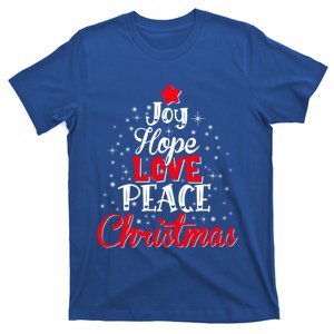 Joy Hope Love Peace Christmas Tree Lights Matching Pajama Gift T-Shirt