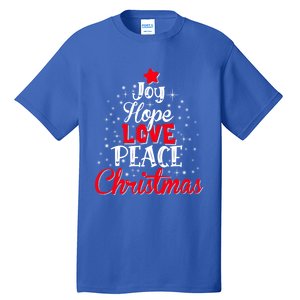 Joy Hope Love Peace Christmas Tree Lights Matching Pajama Gift Tall T-Shirt