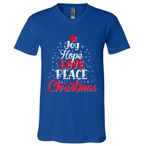 Joy Hope Love Peace Christmas Tree Lights Matching Pajama Gift V-Neck T-Shirt