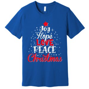 Joy Hope Love Peace Christmas Tree Lights Matching Pajama Gift Premium T-Shirt