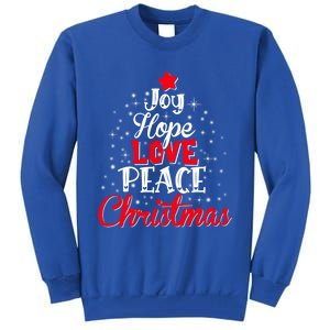 Joy Hope Love Peace Christmas Tree Lights Matching Pajama Gift Tall Sweatshirt