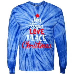 Joy Hope Love Peace Christmas Tree Lights Matching Pajama Gift Tie-Dye Long Sleeve Shirt