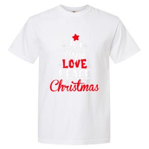 Joy Hope Love Peace Christmas Tree Lights Matching Pajama Gift Garment-Dyed Heavyweight T-Shirt