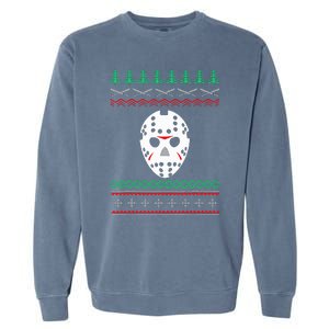 Jason Hockey Mask Ugly Christmas Holiday Festive  Garment-Dyed Sweatshirt