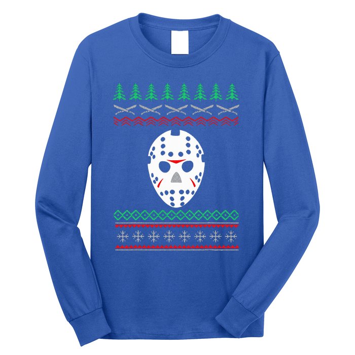 Jason Hockey Mask Ugly Christmas Holiday Festive  Long Sleeve Shirt