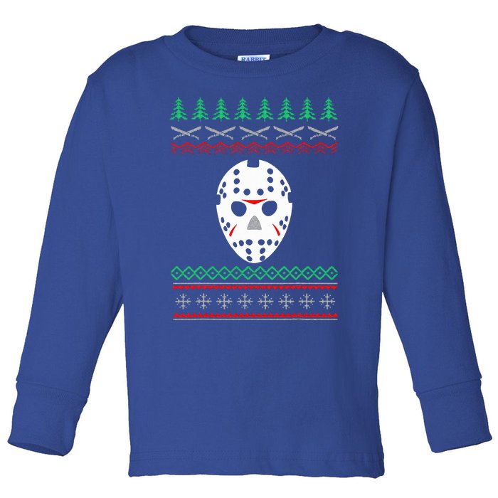 Jason Hockey Mask Ugly Christmas Holiday Festive  Toddler Long Sleeve Shirt