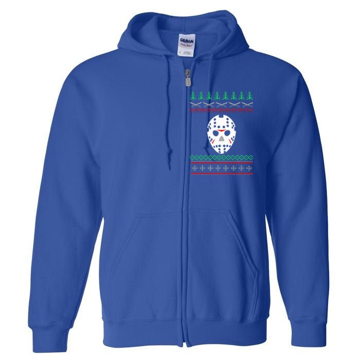 Jason Hockey Mask Ugly Christmas Holiday Festive  Full Zip Hoodie