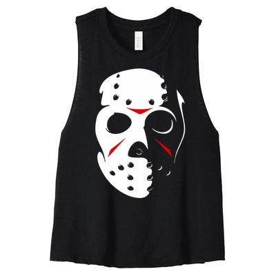 Jason Hockey Mask Halloween Friday 13th Women's Racerback Cropped Tank