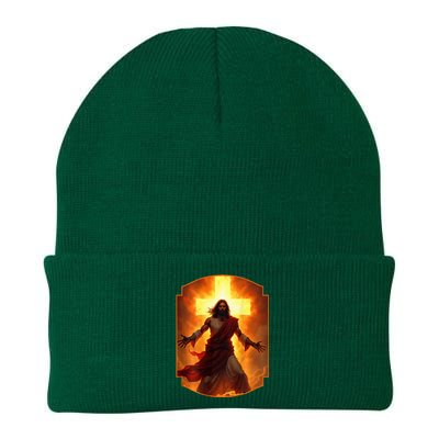 Jesus Has My Back Christ Christian Cross Front + Back Knit Cap Winter Beanie