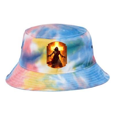 Jesus Has My Back Christ Christian Cross Front + Back Tie Dye Newport Bucket Hat