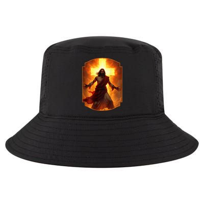 Jesus Has My Back Christ Christian Cross Front + Back Cool Comfort Performance Bucket Hat