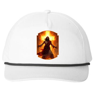 Jesus Has My Back Christ Christian Cross Front + Back Snapback Five-Panel Rope Hat