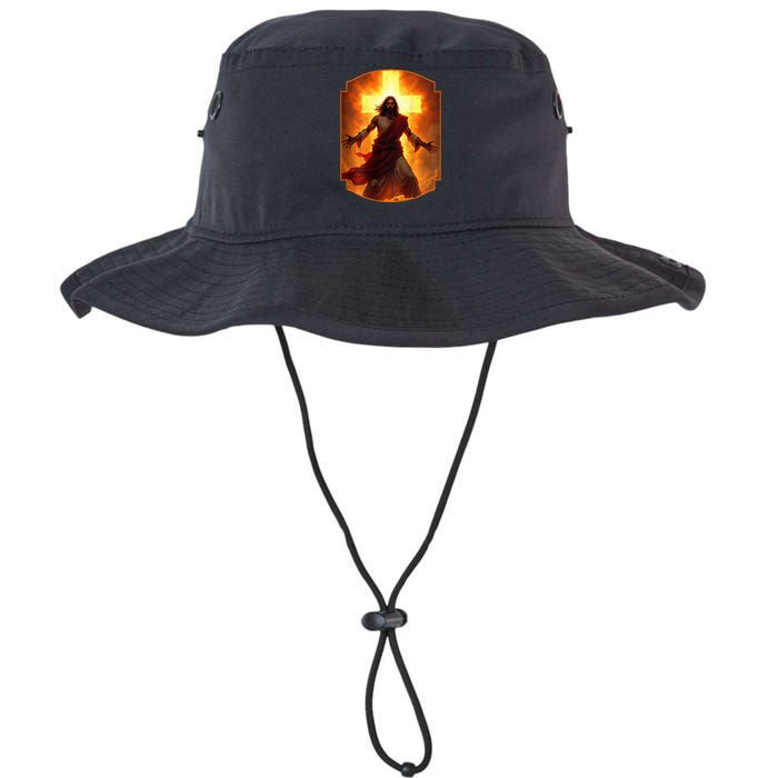 Jesus Has My Back Christ Christian Cross Front + Back Legacy Cool Fit Booney Bucket Hat