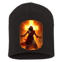 Jesus Has My Back Christ Christian Cross Front + Back Short Acrylic Beanie