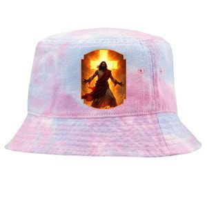 Jesus Has My Back Christ Christian Cross Front + Back Tie-Dyed Bucket Hat