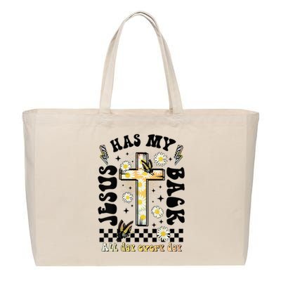 Jesus Has My Back Christian Cotton Canvas Jumbo Tote