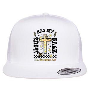 Jesus Has My Back Christian Flat Bill Trucker Hat