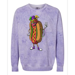 Jester Hotdog Masquerade Mask Mardi Gras Carnival Parade Cool Gift Colorblast Crewneck Sweatshirt