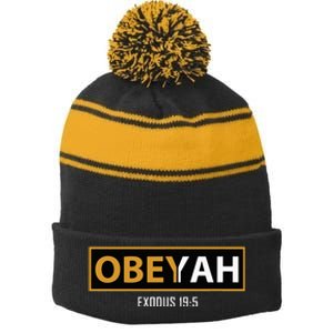 Jewish Hebrew Obeyah Obey Yah Clothing Stripe Pom Pom Beanie