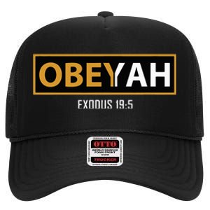 Jewish Hebrew Obeyah Obey Yah Clothing High Crown Mesh Back Trucker Hat