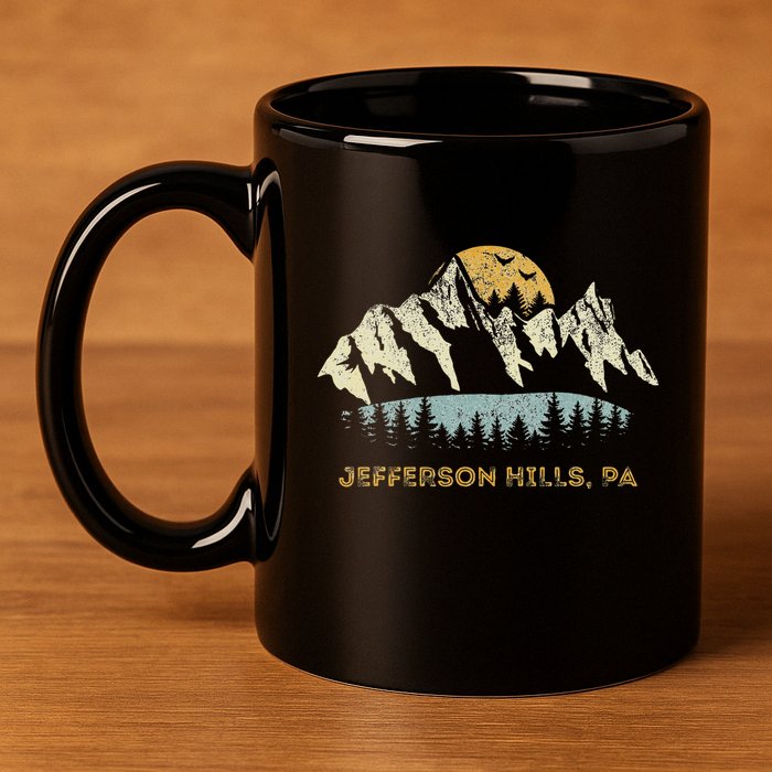 Jefferson Hills Pa Mountain Sunset Design 11oz C Handle Ceramic Mug
