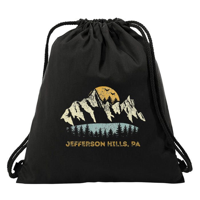Jefferson Hills Pa Mountain Sunset Design Drawstring Bag
