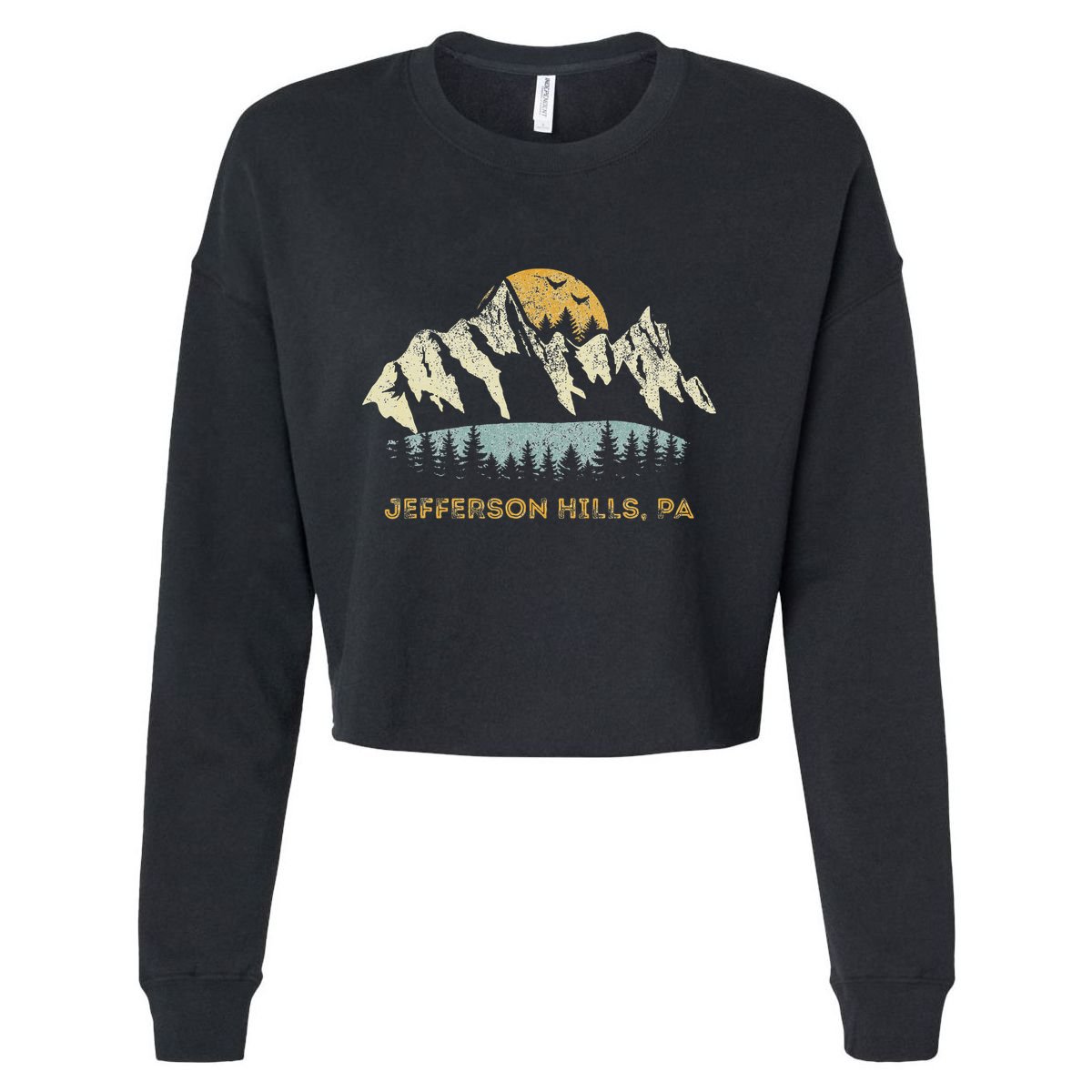 Jefferson Hills Pa Mountain Sunset Design Cropped Pullover Crew