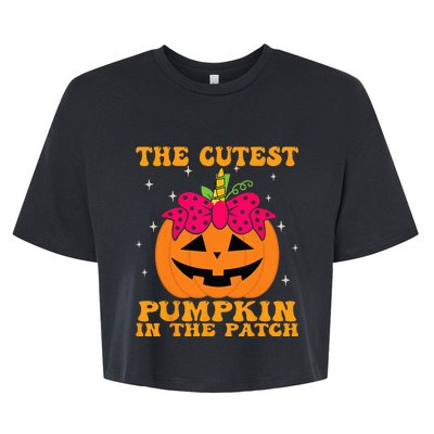 JackOLantern Halloween Pumpkin Unicorn Cute Bella+Canvas Jersey Crop Tee