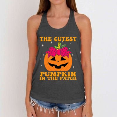 JackOLantern Halloween Pumpkin Unicorn Cute Women's Knotted Racerback Tank