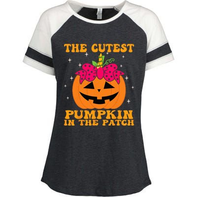 JackOLantern Halloween Pumpkin Unicorn Cute Enza Ladies Jersey Colorblock Tee