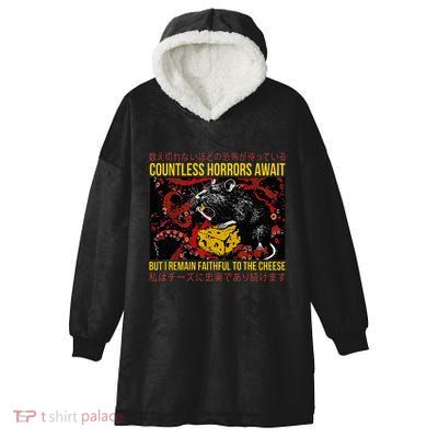 Japanese Horror Rat Retro Countless Horrors Await Hooded Wearable Blanket