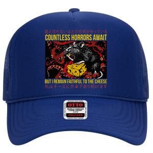 Japanese Horror Rat Retro Countless Horrors Await High Crown Mesh Back Trucker Hat