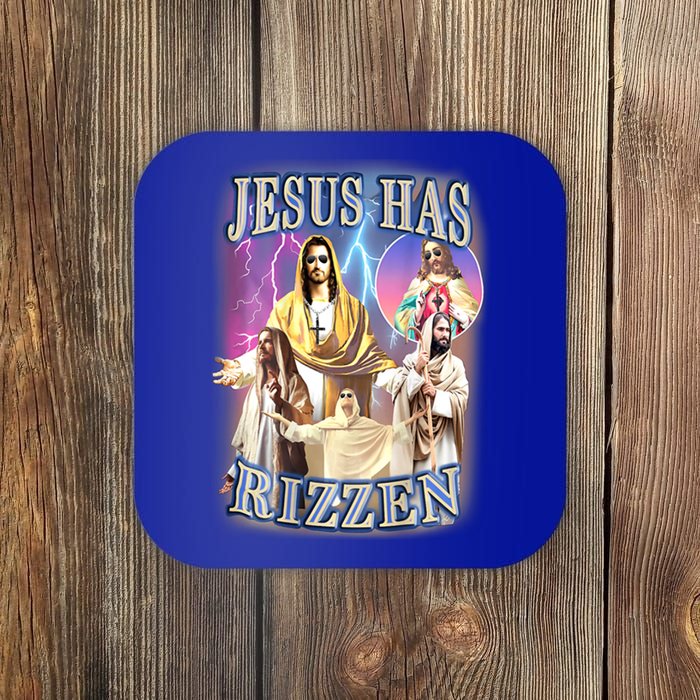 Jesus Has Rizzen Easter Christian Design Funny Jesus Vintage Great Gift Coaster