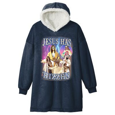 Jesus Has Rizzen Easter Christian Design Funny Jesus Vintage Great Gift Hooded Wearable Blanket