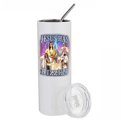 Jesus Has Rizzen Easter Christian Design Funny Jesus Vintage Great Gift Stainless Steel Tumbler