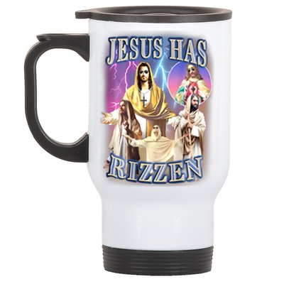 Jesus Has Rizzen Easter Christian Design Funny Jesus Vintage Great Gift Stainless Steel Travel Mug