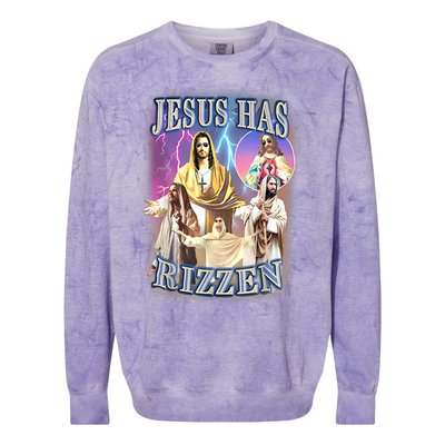 Jesus Has Rizzen Colorblast Crewneck Sweatshirt