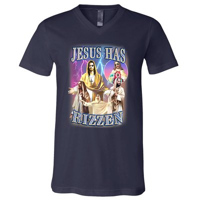 Jesus Has Rizzen V-Neck T-Shirt