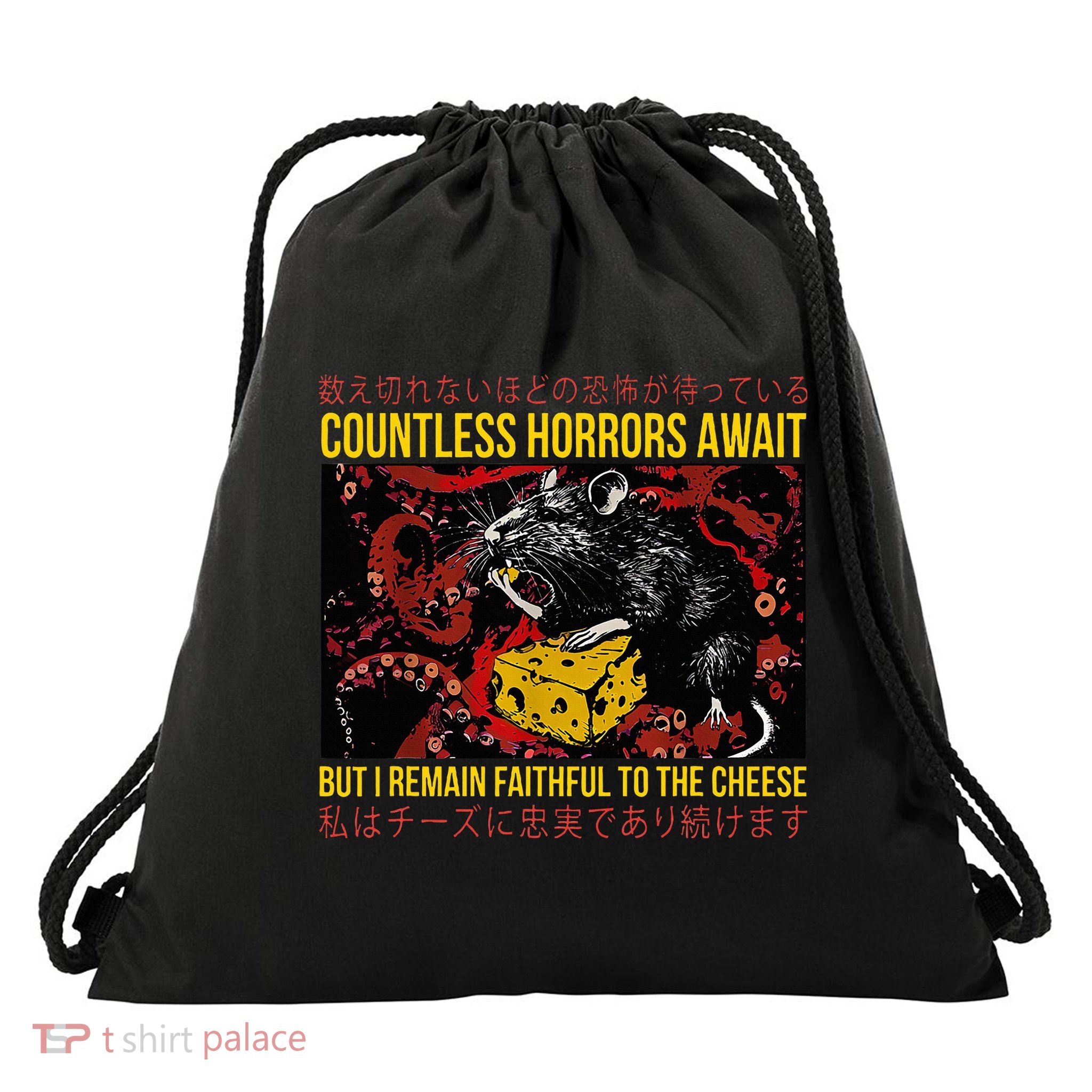 Japanese Horror Rat Retro Countless Horrors Await Drawstring Bag