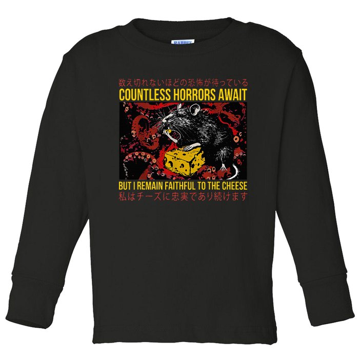 Japanese Horror Rat Retro Countless Horrors Await Toddler Long Sleeve Shirt