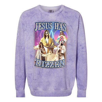 Jesus Has Rizzen Colorblast Crewneck Sweatshirt