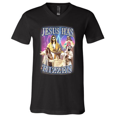 Jesus Has Rizzen V-Neck T-Shirt